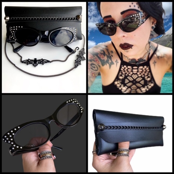 sunglasses black frame with clear crystals - Picture 7 of 14